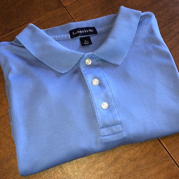 Lands' End | Shirts | Mens Lands End Xl Short Sleeve Blue Polo Shirt ...